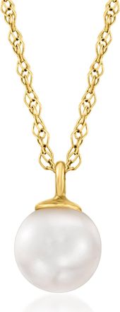 RS Pure by Ross-Simons 5-5.5mm Cultured Pearl Pendant Necklace in 14kt Yellow Gold