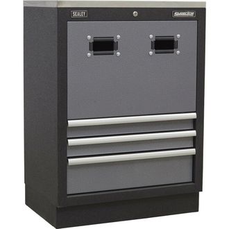 Loops 680mm Modular Reel Cabinet - Cable & Air Hose - 3 Drawers - Aluminium Handles