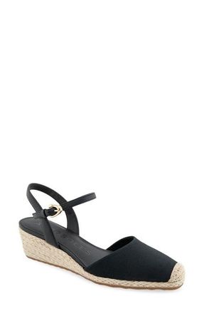 Aerosoles Real Wedge Sandal in Black Canvas at Nordstrom, Size 7.5