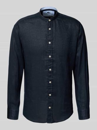 Fynch-Hatton Fynch-Hatton Regular Fit Leinenhemd mit Stehkragen in Marine, Gr&ouml;&szlig;e XXL
