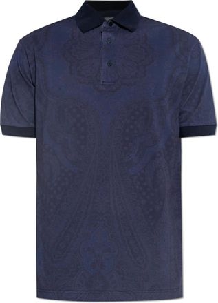 Etro Tops, Heren, Blauw, M, Katoen, Gestreepte polo