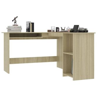 Berkfield Home L-Shaped Corner Desk Sonoma Oak 120x140x75 cm Engineered Wood in Light Tan | Size: 120 x 140 x 75 cm