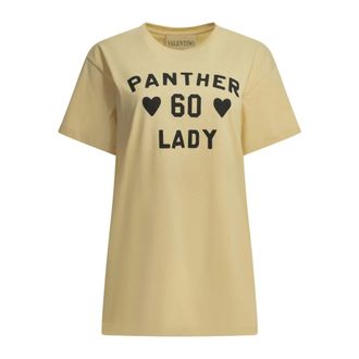 Valentino Tops, Dames, Beige, S, Katoen, Panther 60 Lady T-Shirt