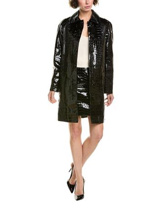 Michael Kors Croc-Embossed Leather Coat