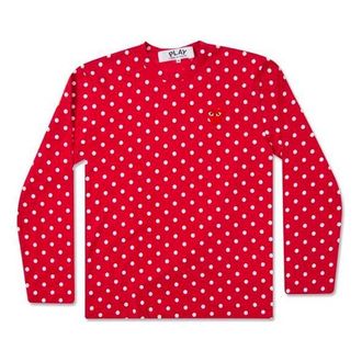 Comme Des Gar&ccedil;ons Polka Dot Long Sleeves Tee Red AZ-T166-051-3