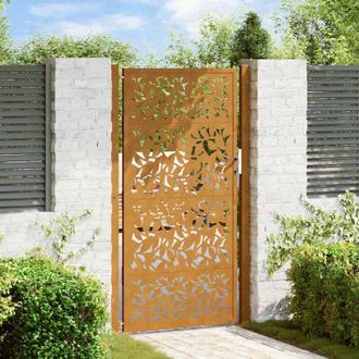 vidaXL Puerta De Jard&iacute;n Dise&ntilde;o De Hojas De Acero Desgastado 105x180 Cm Vidaxl