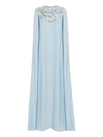 Oscar De La Renta Jurk verfraaid met kristallen - Blauw