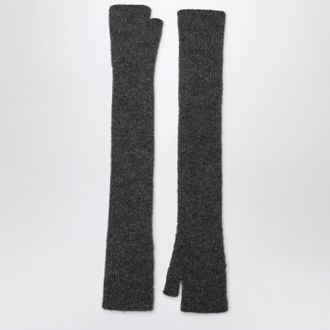 Roberto Collina Long grey gloves in cashmere and silk blend