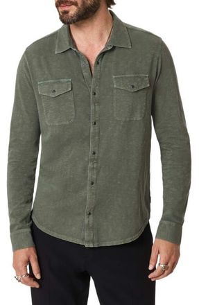 John Varvatos Arvon Vintage Wash Slub Organic Cotton Snap-Up Western Shirt in Army Green at Nordstrom, Size Xx-Large