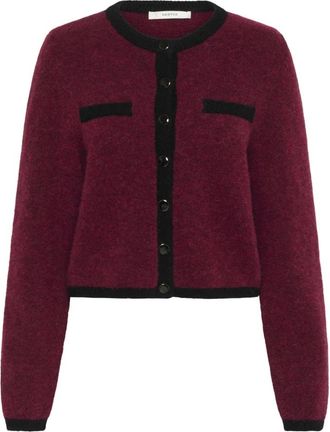 Gestuz Contrast Cardigan Bloedrood Melange/Zwart - Dames - Vesten - Rood - L - Truien & Vesten