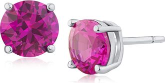 Kenneth Jay Lane Round Cubic Zirconia Classic Stud Earrings in Pink/Silver at Nordstrom Rack