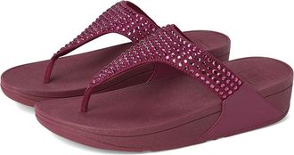FitFlop Lulu Maxi-Crystal Toe-Post Sandals Womens Wedge Shoes Ruby : 11 M (B), Synthetic