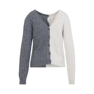 Moschino Colorblock Kabelgebreid Vest - Dames - Vesten - Veelkleurig - M - Wol - Truien & Vesten