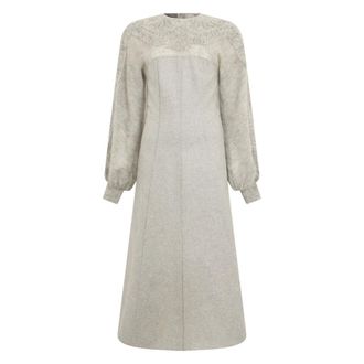 Alberta Ferretti Kleedjes, Dames, Grijs, S, Wol, Lange Jurk
