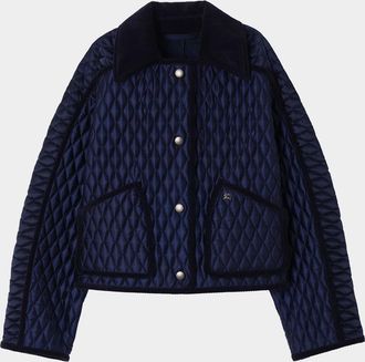 Burberry Floriston Corduroy-Trim Quilted Barn Jacket