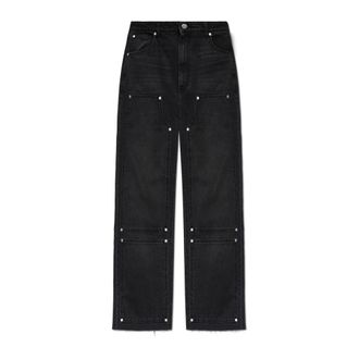 44 Label Group Straight Jeans, male, Black, Size: S Jeans with Raw-Finished Hems