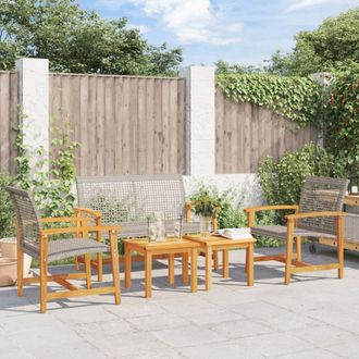 vidaXL Juego De Bistro De 5 Piezas Rat&aacute;n Pe Gris Y Madera De Acacia Vidaxl