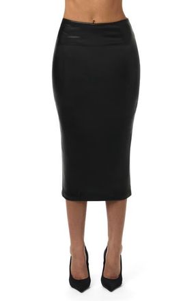 Naked Wardrobe Faux Leather Midi Skirt in Black at Nordstrom, Size X-Large