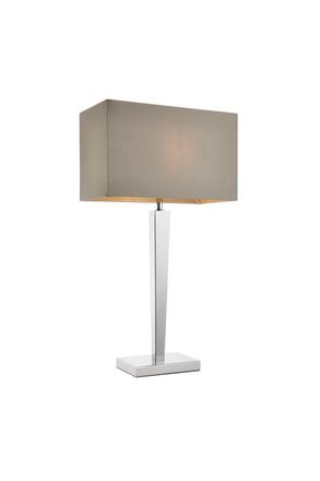 Netlighting Moreto 1 Light Table Lamp Chrome with Grey Silk Effect Shade B22