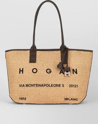 Hogan small raffia tote bag