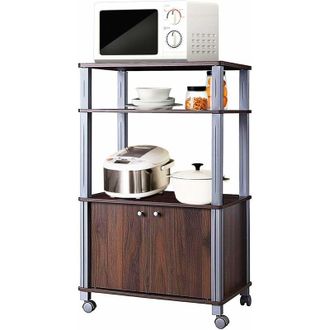 Costway Costway Carrito De Cocina Soporte Para Microondas Y Horno Con Ruedas Estante Organizador Almacenamiento Marr&oacute;n Oscuro