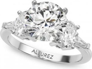 Allurez Round Moissanite & Lab Grown Diamond Engagement Ring in Platinum (4.18ct)