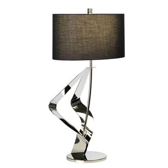 Loops Table Lamp Black Shade Highly Polished Nickel Finish LED E27 60W Bulb in Metallics