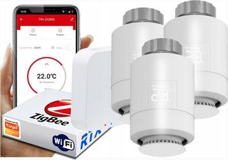 OEM 3 Cabezales De Termostato Rtx + Puerta De Enlace Wifi Tuya Set Zigbee
