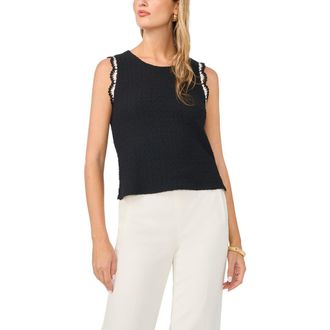 Vince Camuto Scallop Tweed Sleeveless Top in Rich Black at Nordstrom, Size X-Large P