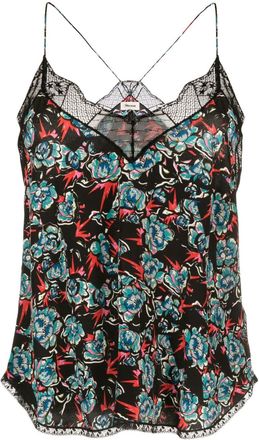 Zadig&Voltaire Christy floral-print silk camisole - women - Silk/Polyamide/Spandex/Elastane - S - Black