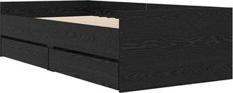 vidaXL Bed Frame with Drawer Black Oak 100 x 200 cm Solid Pine Wood vidaXL