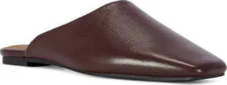 Azalea Wang Raphael Leather Flat Mule in Chocolate at Nordstrom, Size 10