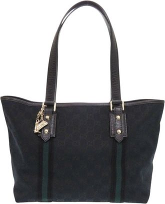 Gucci Black Green Canvas Tote Bag (Pre-Owned)
