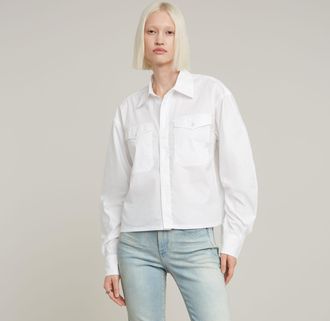 G-Star Womens G-Star RAW Boxy Shirt - White Cotton - Size X-Small