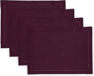 Solino Home Linen Placemats Set of 4, 14 x 19 Inch for Dining Table, Holiday and Everyday Table Decor - Milan in Chambray Burgundy at Nordstrom, Size