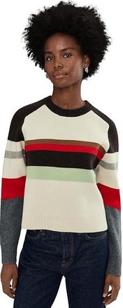 Madewell Stripe Aspen Raglan Pullover Womens Sweater Arctic : XS (Womens 00-0), Denim/Elastane/Polyamide