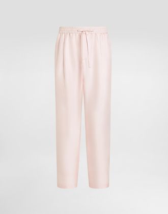 Dolce & Gabbana Silk Twill Jogging Trousers - Man Pants And Shorts Pink 44