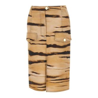 Elisabetta Franchi Midi Skirts, female, Brown, Size: L Tiger Print Drill Skirt