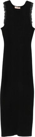 Twinset Gebreide Jurk - Dames - Kleedjes - Zwart - M - Polyester - Kleedjes