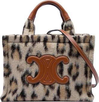 Celine Pre-owned Celine Small Leopard Print Felt Cuir Triomphe Cabas Thais Satchel Ladies P5ASA86SG9EBASIH
