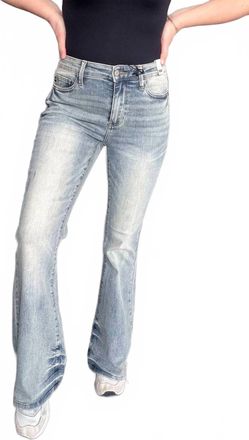 Judy Blue Penelope Mid Rise Flare Jeans In Tinted Denim