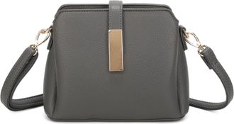 Generic Elegant Ladies Crossbody Bag, Brown Faux Leather, Gold-Tone Metal Accent, Adjustable Shoulder Strap, Casual Fashion Purse (D.Grey)