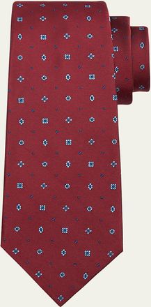 Kiton Mens Silk Micro-Floral Seven-Fold Tie