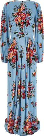 Dolce & Gabbana Light Blue Crew Neck Full Length Dress