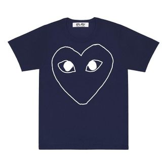 Comme Des Gar&ccedil;ons White Love Printing Short Sleeve Navy Blue AZ-T181-051-1