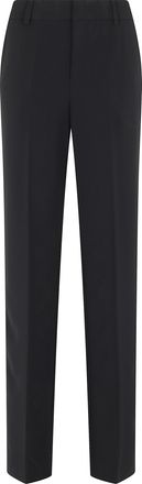 Federica Tosi Black Straight Cady Belt-Loops Polyester Formal Pants