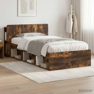 Berkfield Home Bed Frame with Storage Smoked Oak 75 x 190 cm Engineered Wood in Brown