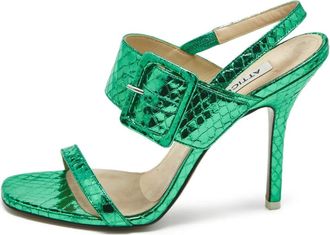 The Attico Sandali Mariah in pelle goffrata - Verde