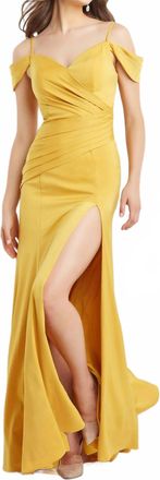 Jovani Off Shoulder Prom Gown In Yellow