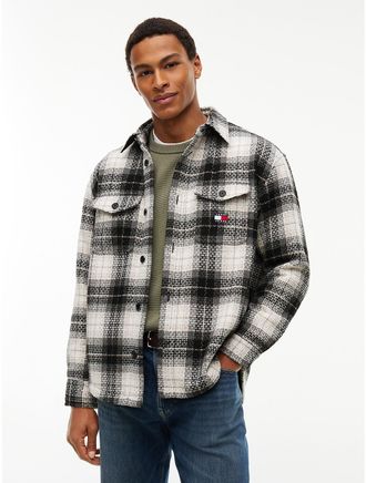 Tommy Hilfiger Mens Tommy Jeans Check Overshirt - Black Check - XXL